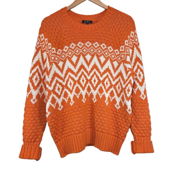 Alp N Rock Selena II Crew Neck Sweater Tangerine Orange Fair Isle Winter Ski XL - Picture 3 of 10